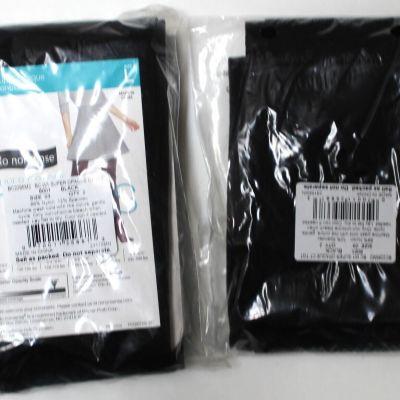 NIP Lot (3 Pair) No Nonsense sz L Black Super Opaque Control Top Tights